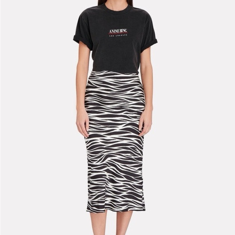 Anine Bing Monochrome Zebra Pencil Skirt